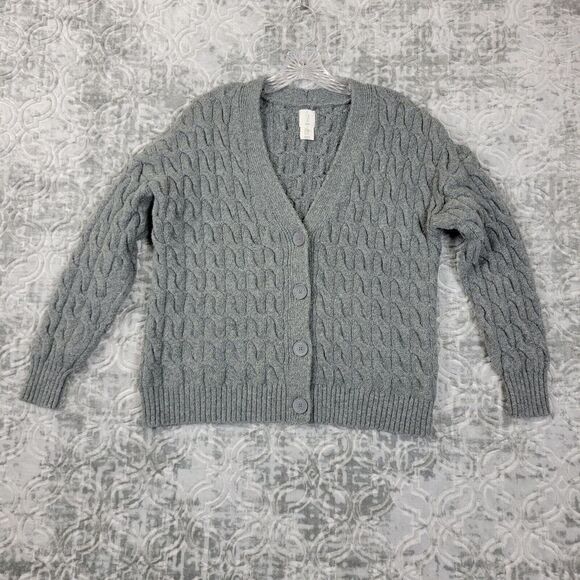 Joie Sweater Womens Medium Gray Chunky Knit Button-Up Cardigan Long Sleeve - Picture 1 of 7